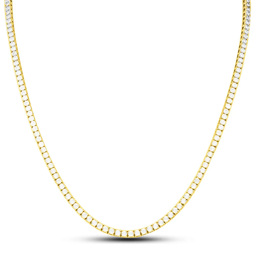 10K Yellow Gold Diamond Tennis Chain 3MM Miracle Setting