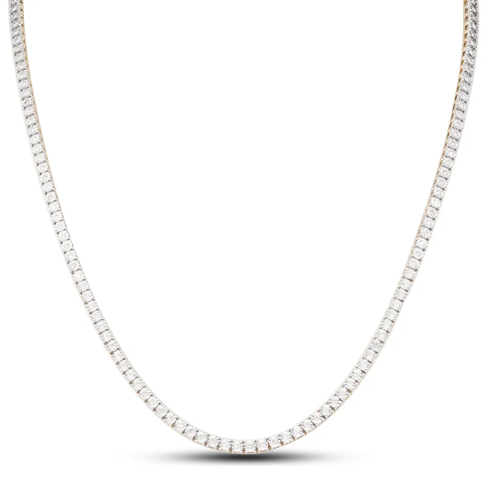 10K Yellow Gold Diamond Tennis Chain 3MM Miracle Setting