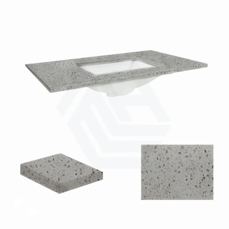 20mm Thick Grey with Speckles Stone Top with Single/Double Undermount Basins 600 750 900 1200 1500mm x460mm Width