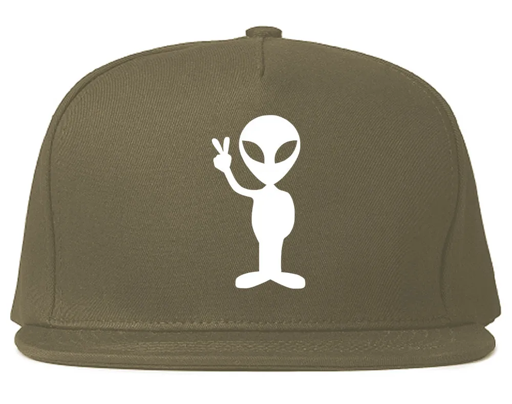 Alien Peace Sign Chest Mens Snapback Hat