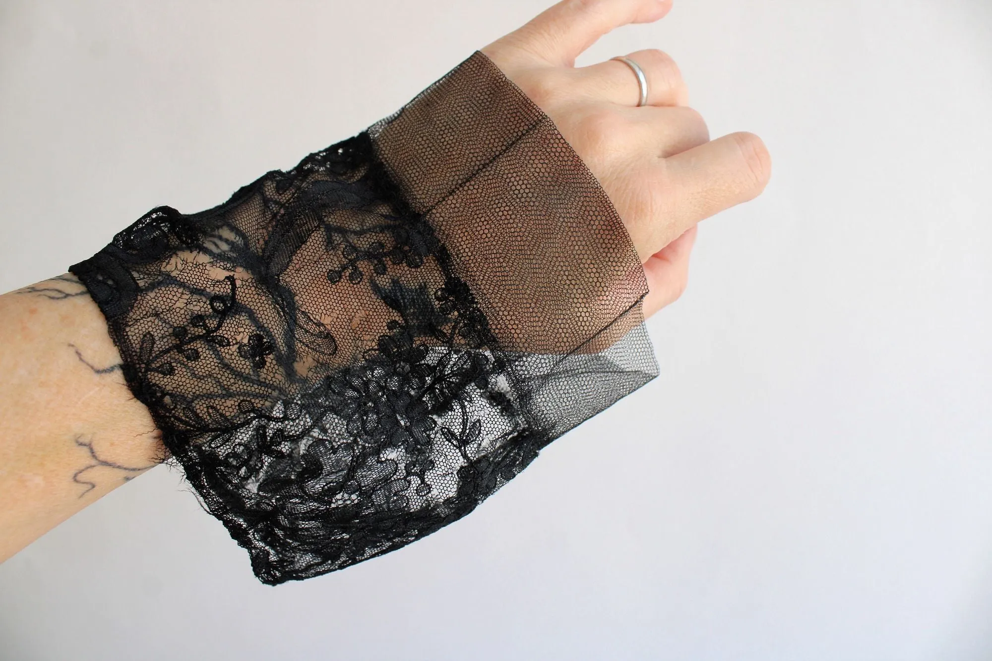 Antique Early 1900s Cuffs in Black Lace