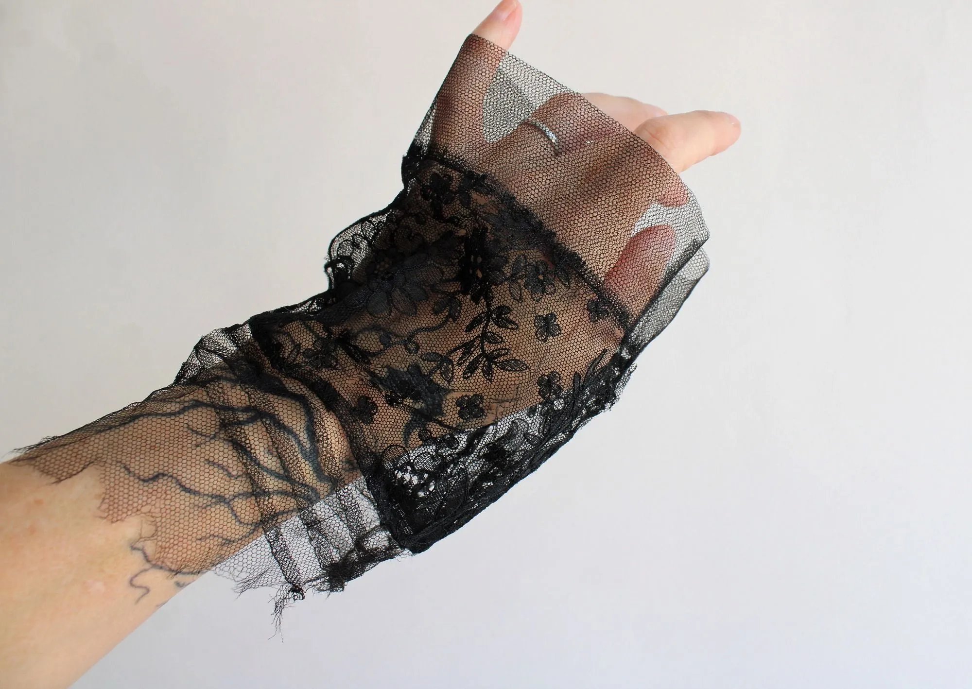 Antique Early 1900s Cuffs in Black Lace