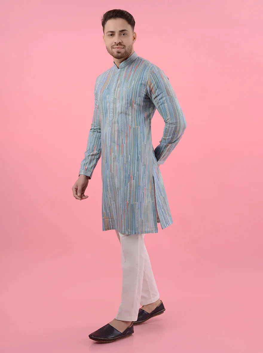 Blue Multi Kurta Pajama | JadeBlue