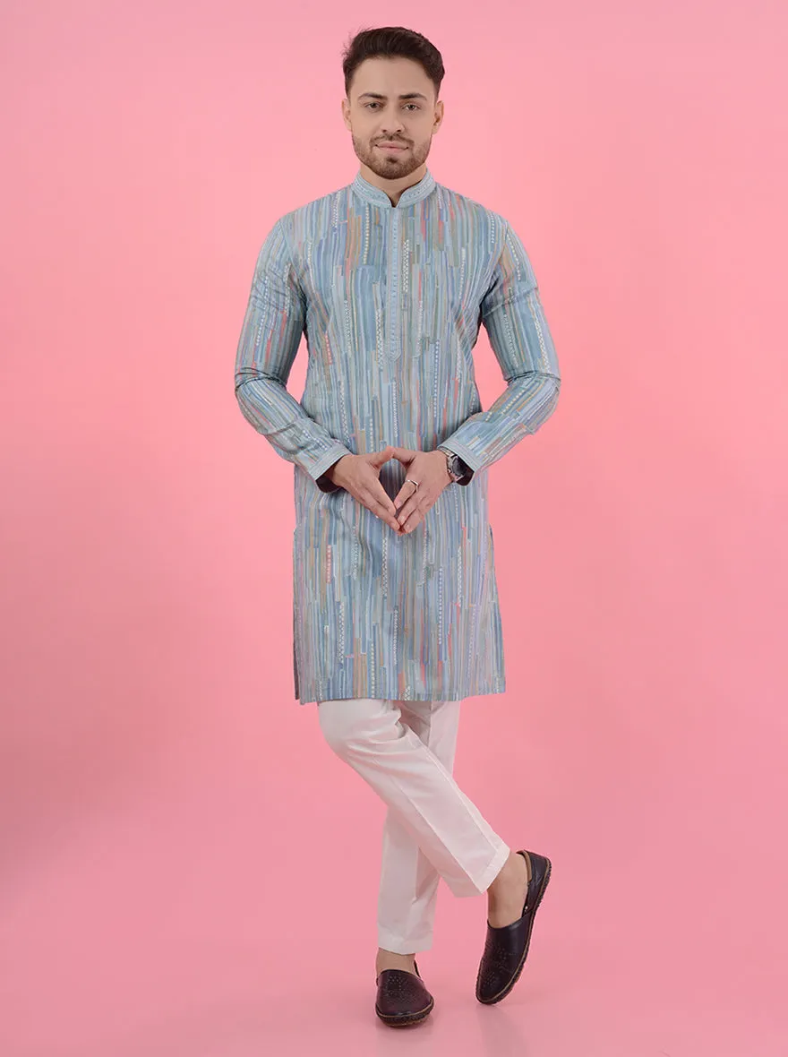 Blue Multi Kurta Pajama | JadeBlue