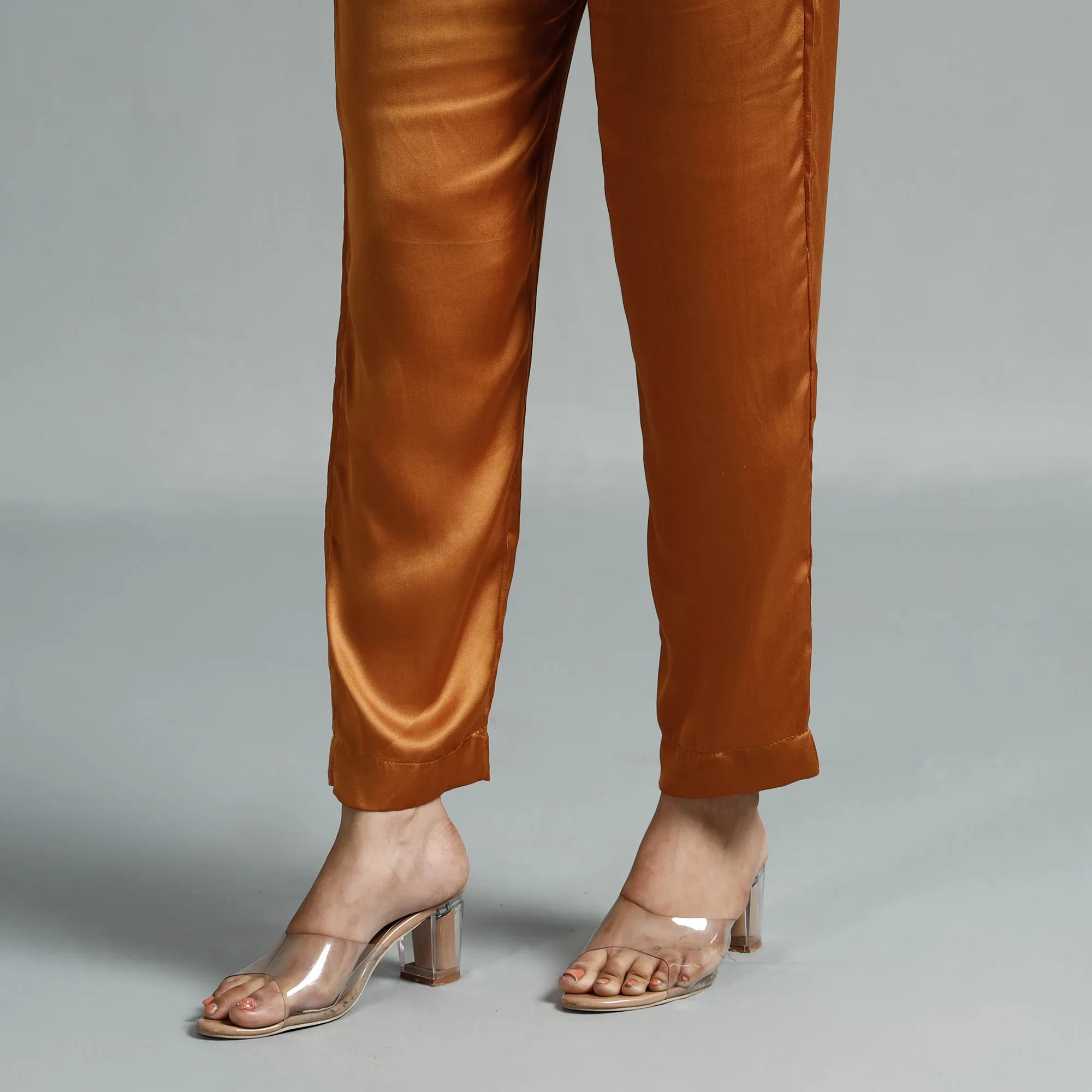 Bronze Brown - Plain Modal Silk Elasticated Pant