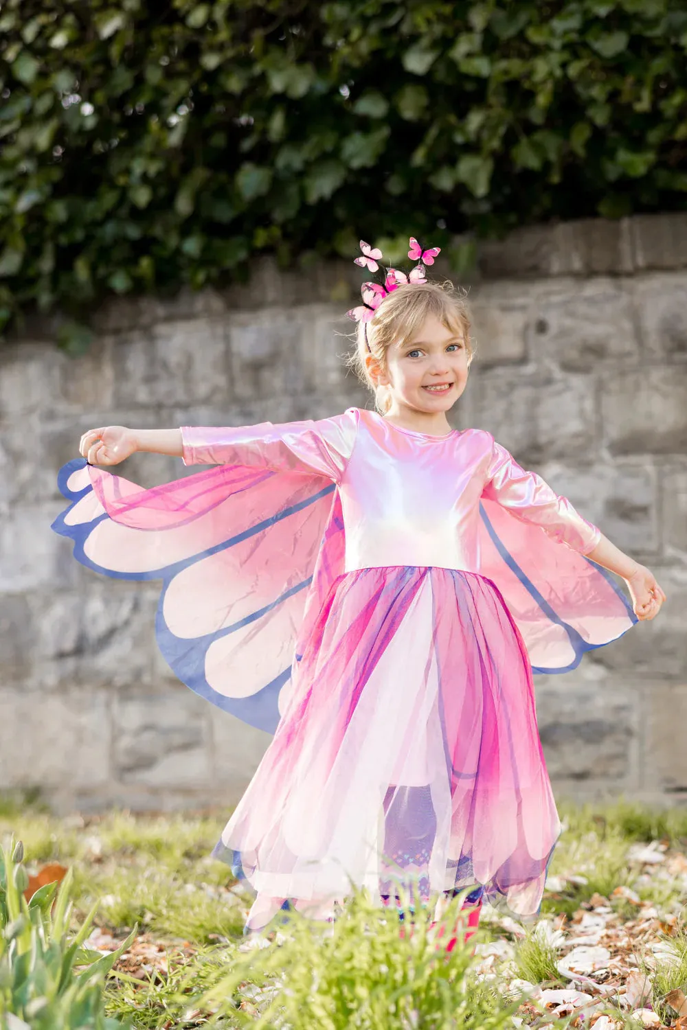 Butterfly Twirl Dress with Wings, Pink