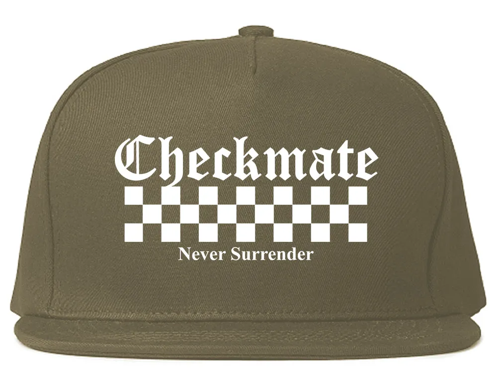 Checkmate Never Surrender Chess Mens Snapback Hat