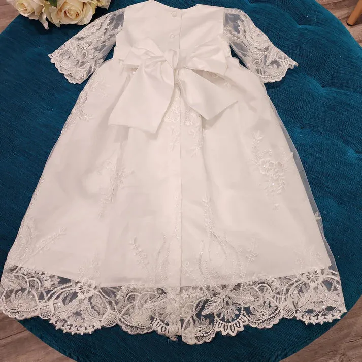 Christening - Evelyn Silk Lace Short Gown