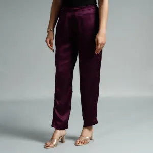 Dark Purple - Plain Modal Silk Elasticated Pant