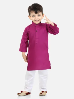 Ethnic Wear Cotton Kurta Pyjama For Boys - Purple