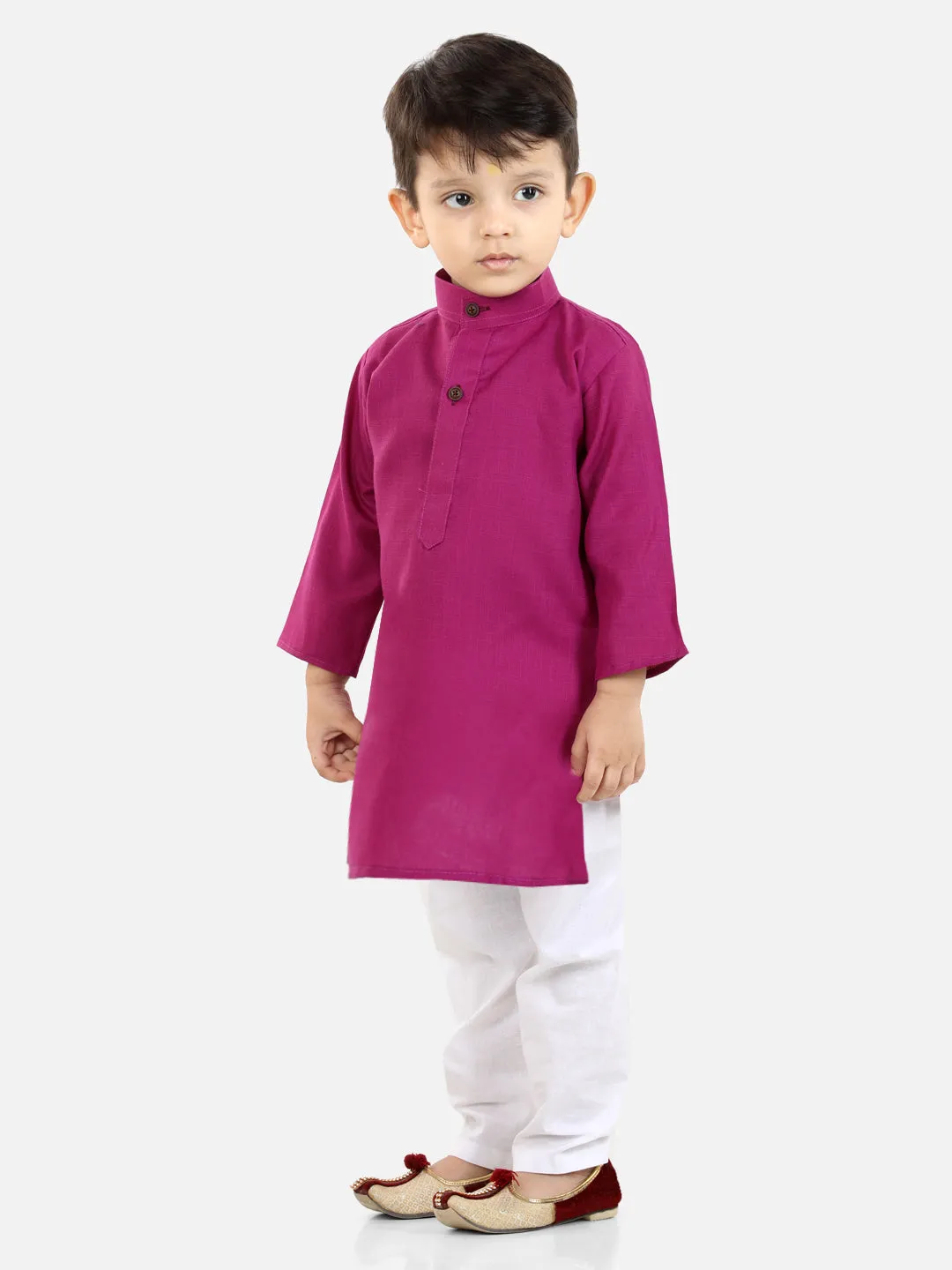 Ethnic Wear Cotton Kurta Pyjama For Boys - Purple