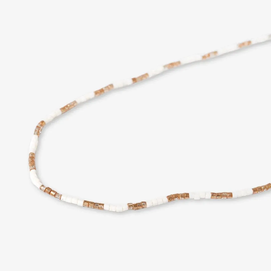 Everly Single Strand Luxe Bead Necklace Ivory/Gold