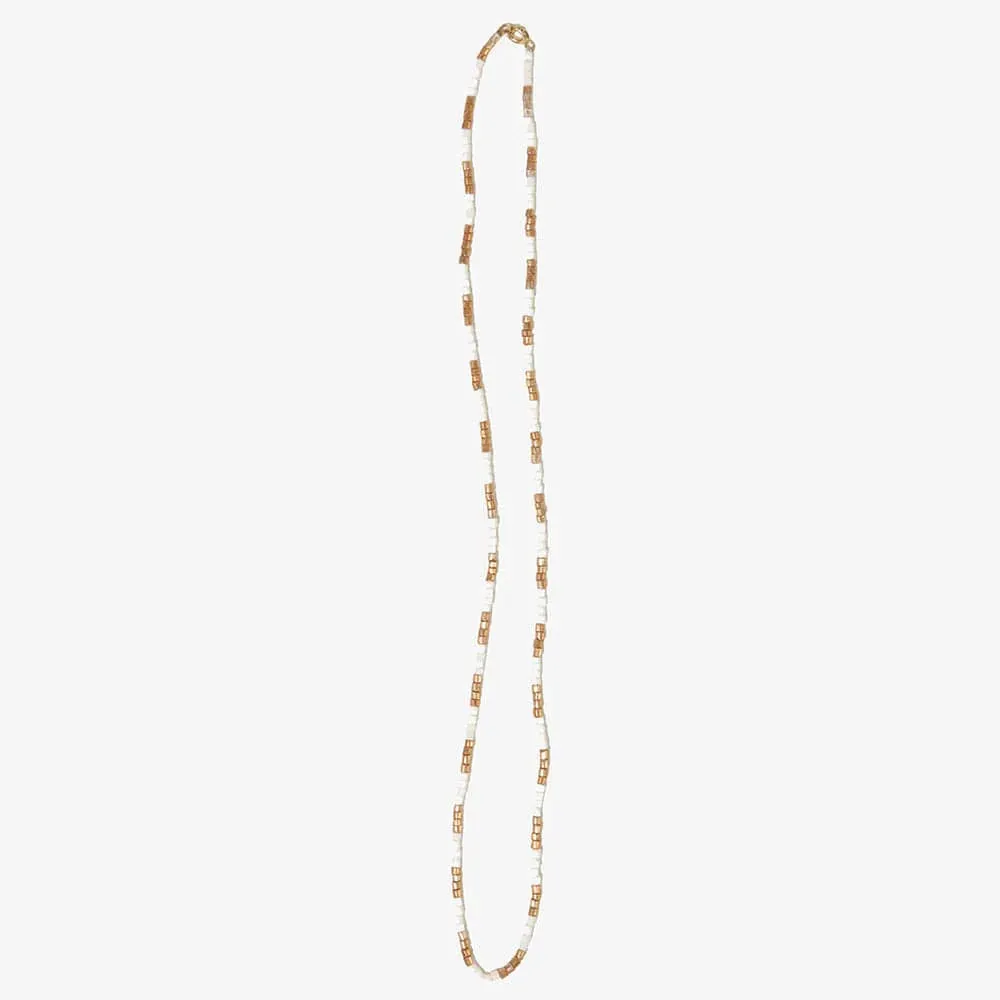 Everly Single Strand Luxe Bead Necklace Ivory/Gold