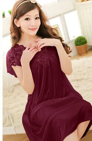 Free shipping women red lace sexy nightdress girls plus size Large size Sleepwear nightgown night dress skirt Y02-4