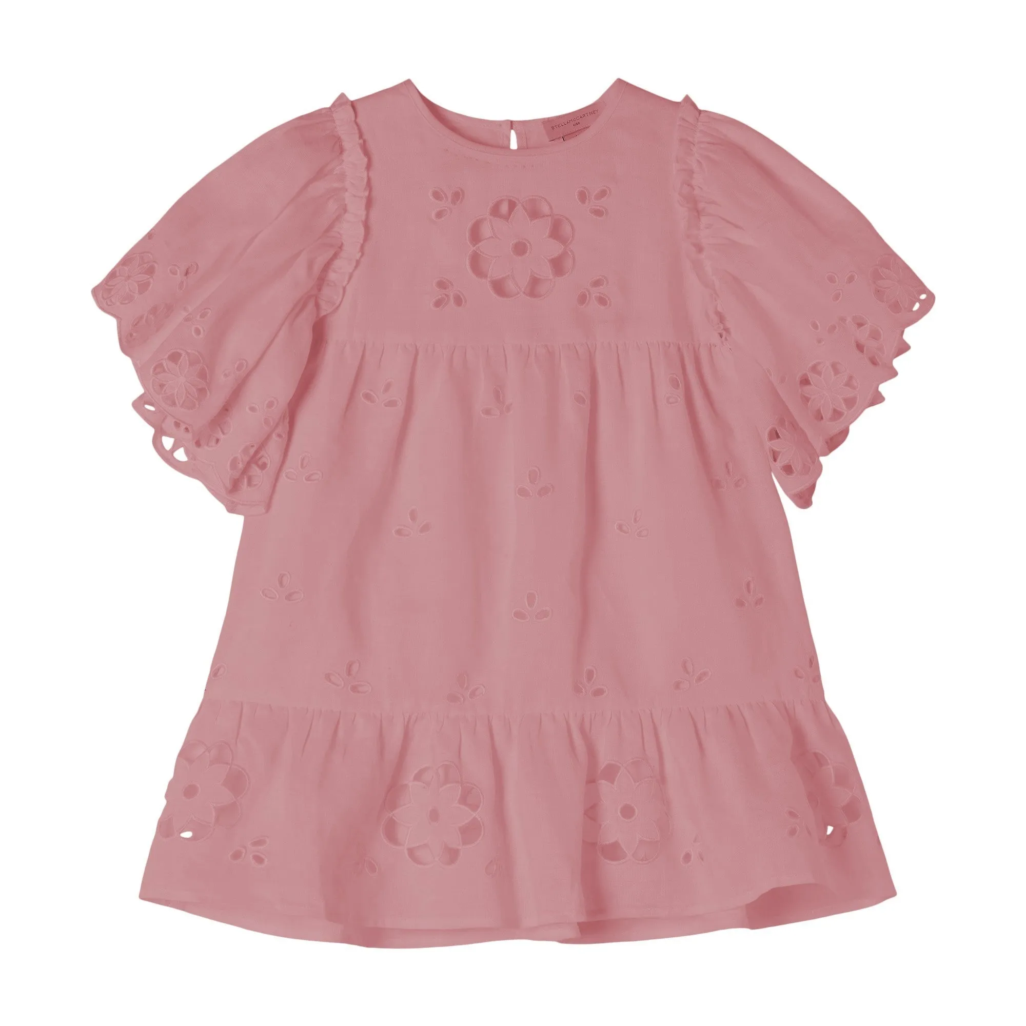 Girls Pink Broderie Anglaise Dress