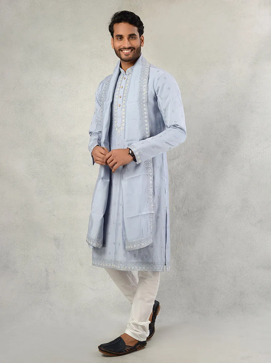 Greyish Blue Kurta Pajama | TULA