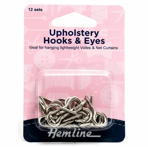 Hemline Curtain Hooks & Eyes (12 Sets)