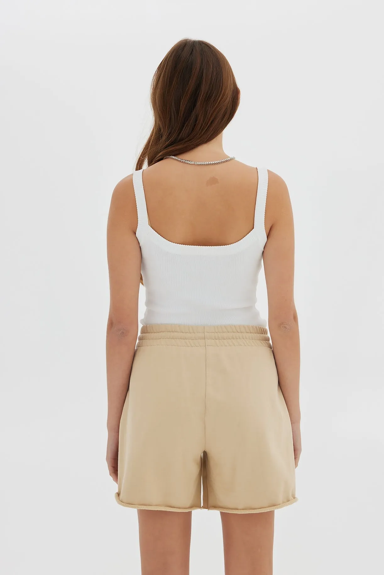 Jersey Raw Hem Short - Tan