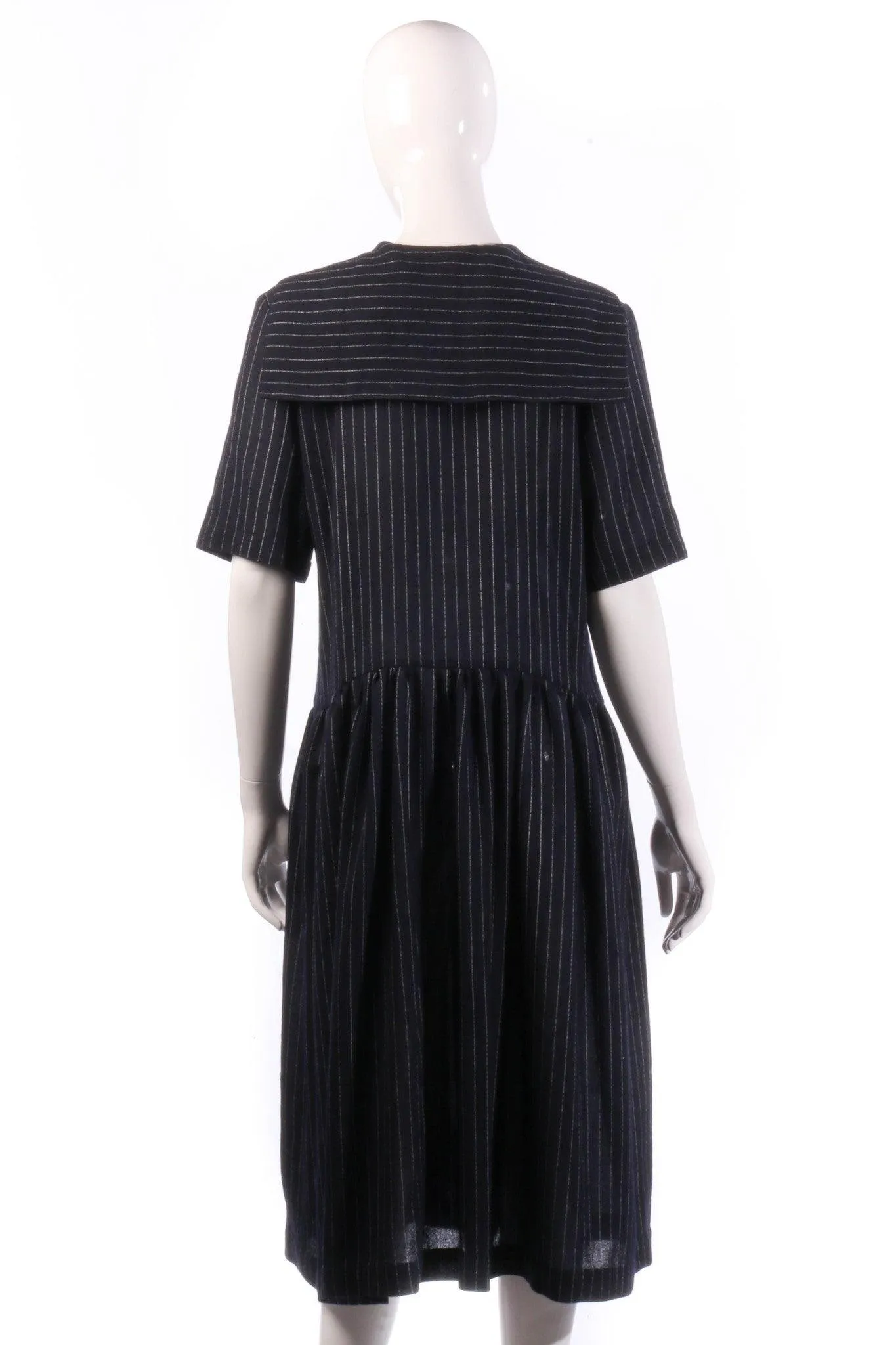 Joyce Ridings Navy pin striped vintage dress. Uk Size 12