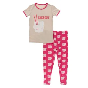 Kickee Pants Short Sleeve Graphic Tee Pajama Set - Cherry Pie Take Out