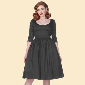 Liz 3/4 Sleeve Swing Dress in Black