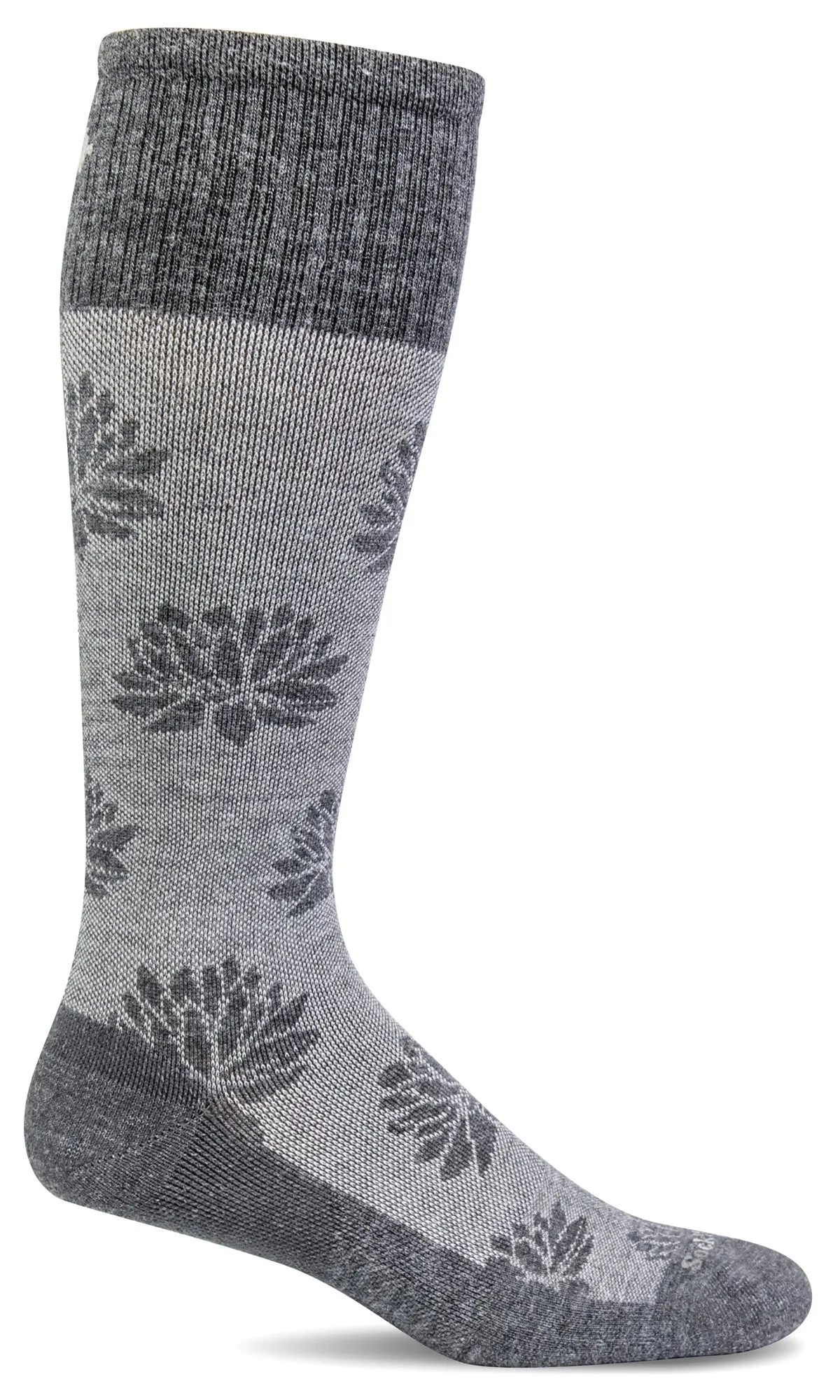 Lotus Lift Women's Bamboo/Merino Firm Compression Sock in in Charcoal