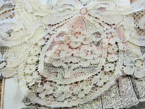 Lovely Vintage FRENCH LACE Applique Trim Perfect For Bridal Hats Boudoir Lampshades Dolls Heirloom Sewing