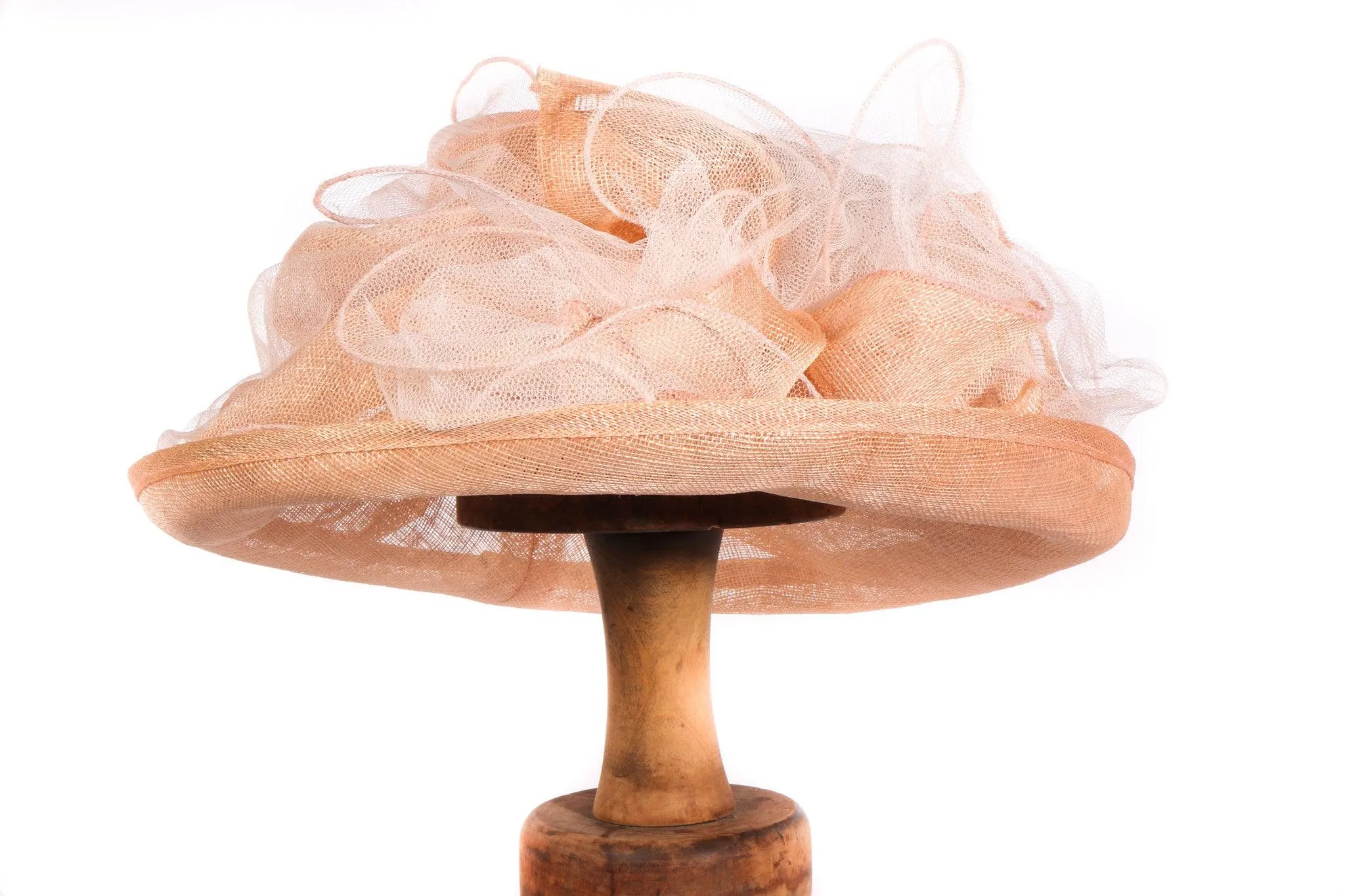 Mad Hatters Summer Peach Formal Hat with Netting 57cm