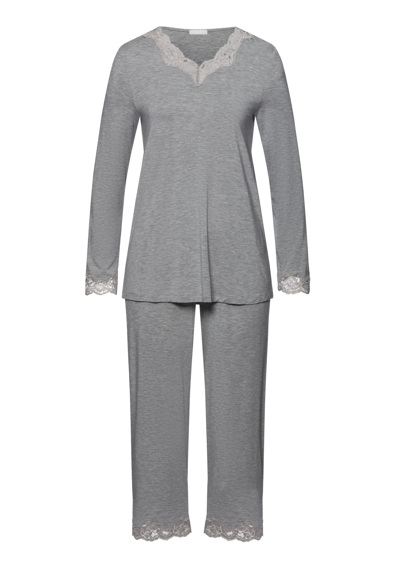 Natural Elegance Long Sleeve Pajama Set | Grey Melange 74833-958