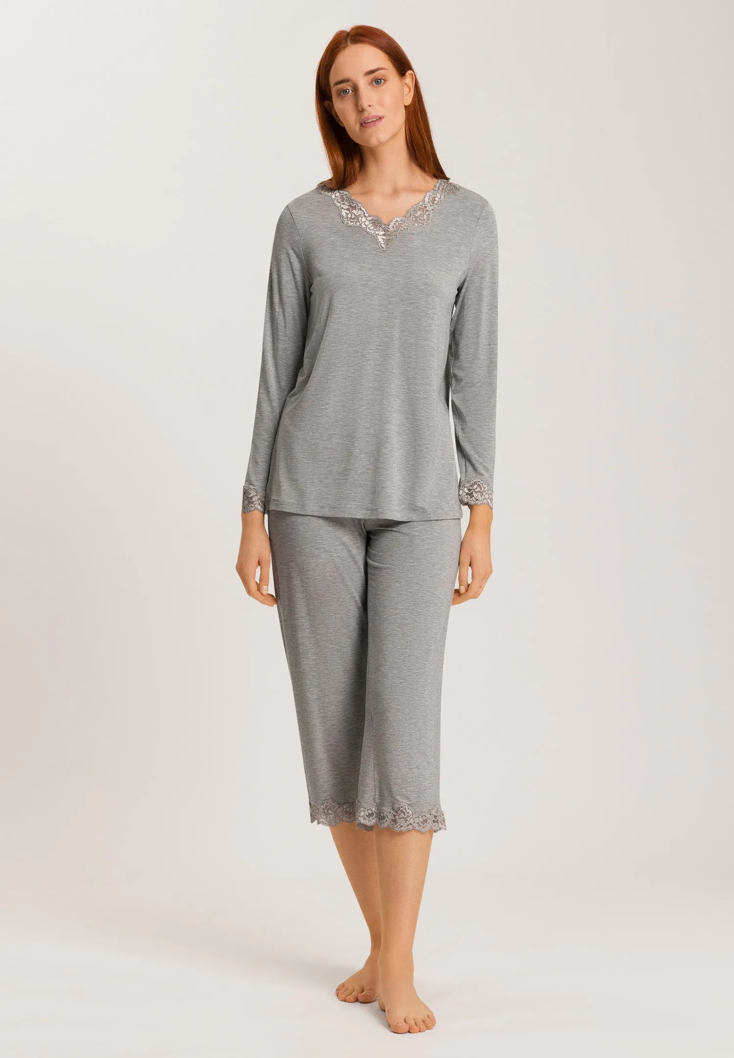 Natural Elegance Long Sleeve Pajama Set | Grey Melange 74833-958