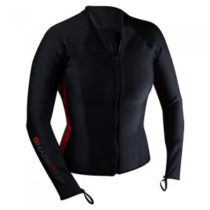 Open Box Sharkskin Womens Chillproof Long Sleeve Full Zip Shirt-Black / Red-  AUS SIZE 8 US SIZE 2