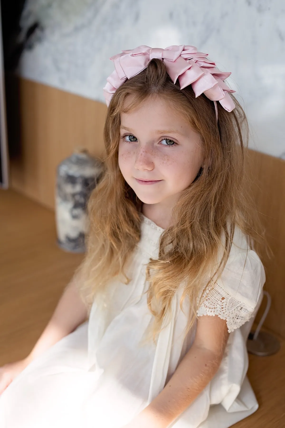 Pleated Ribbon Headband - Blush