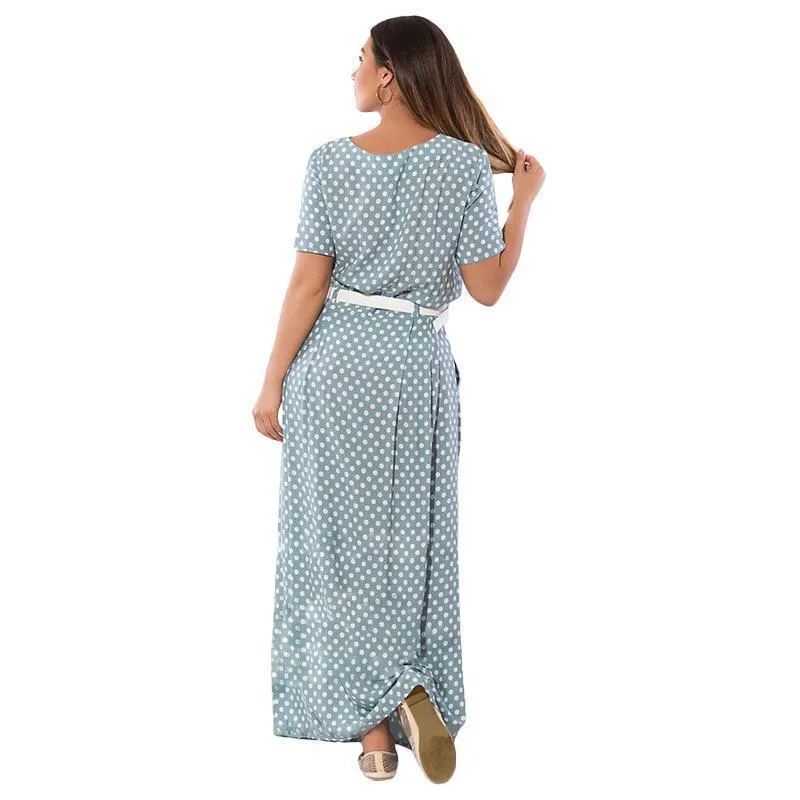 Plus Size Women long dress 5XL 6XL Polka Dot Maxi Chiffon Vintage Elegant Beach Dress Big Large Size  (US 14W-24W)