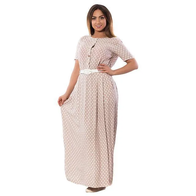 Plus Size Women long dress 5XL 6XL Polka Dot Maxi Chiffon Vintage Elegant Beach Dress Big Large Size  (US 14W-24W)