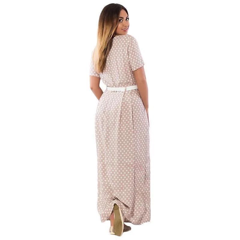 Plus Size Women long dress 5XL 6XL Polka Dot Maxi Chiffon Vintage Elegant Beach Dress Big Large Size  (US 14W-24W)