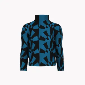 Pre Order:  Printed Turtleneck Pleated Top