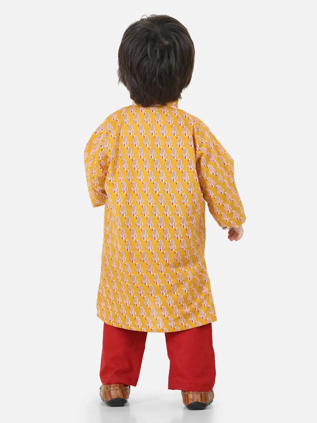 Pure Cotton Full Sleeve Kurta Pajama for Boys- Yellow