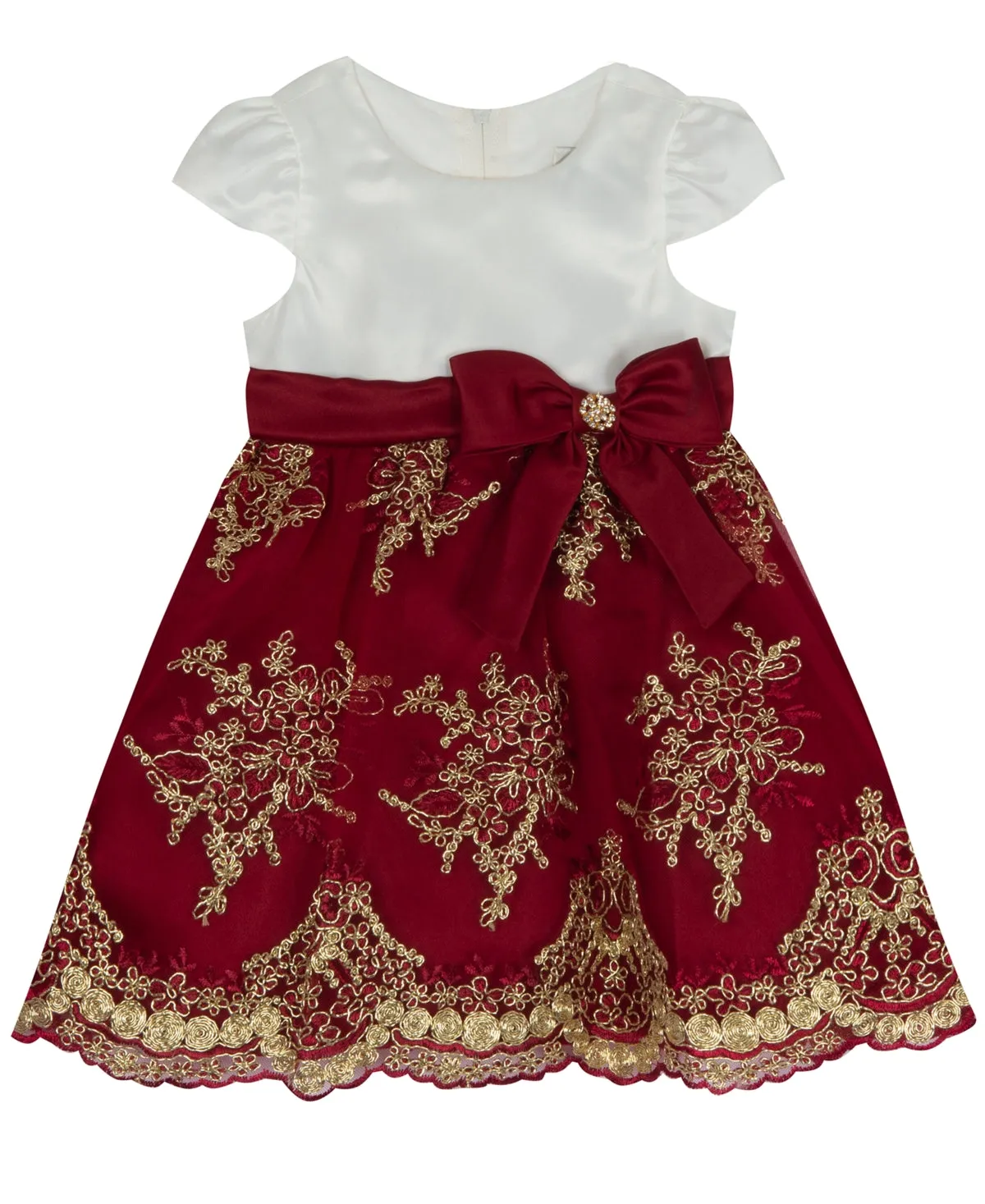 Rare Editions Baby Girls Embroidered Social Dress - Burgundy