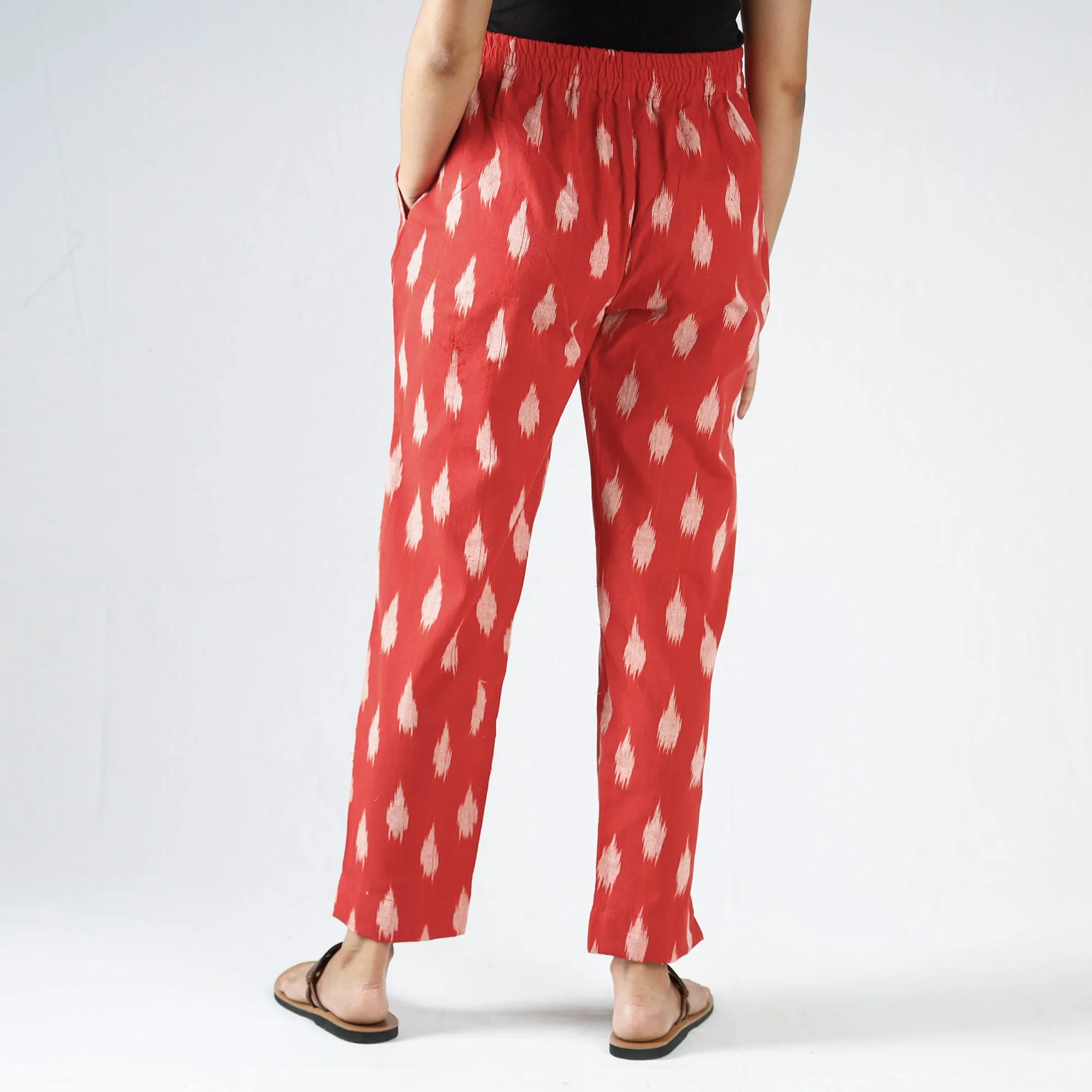 Red - Pochampally Ikat Cotton Tapered Pant for Women