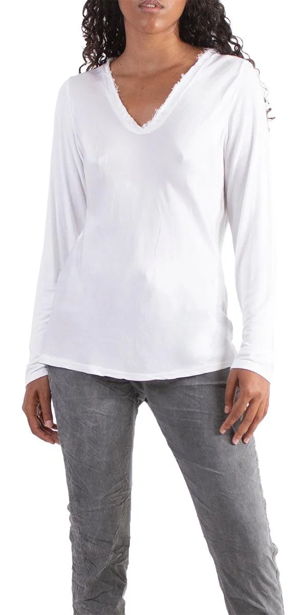 Rita Raw Edge Long Sleeve Top