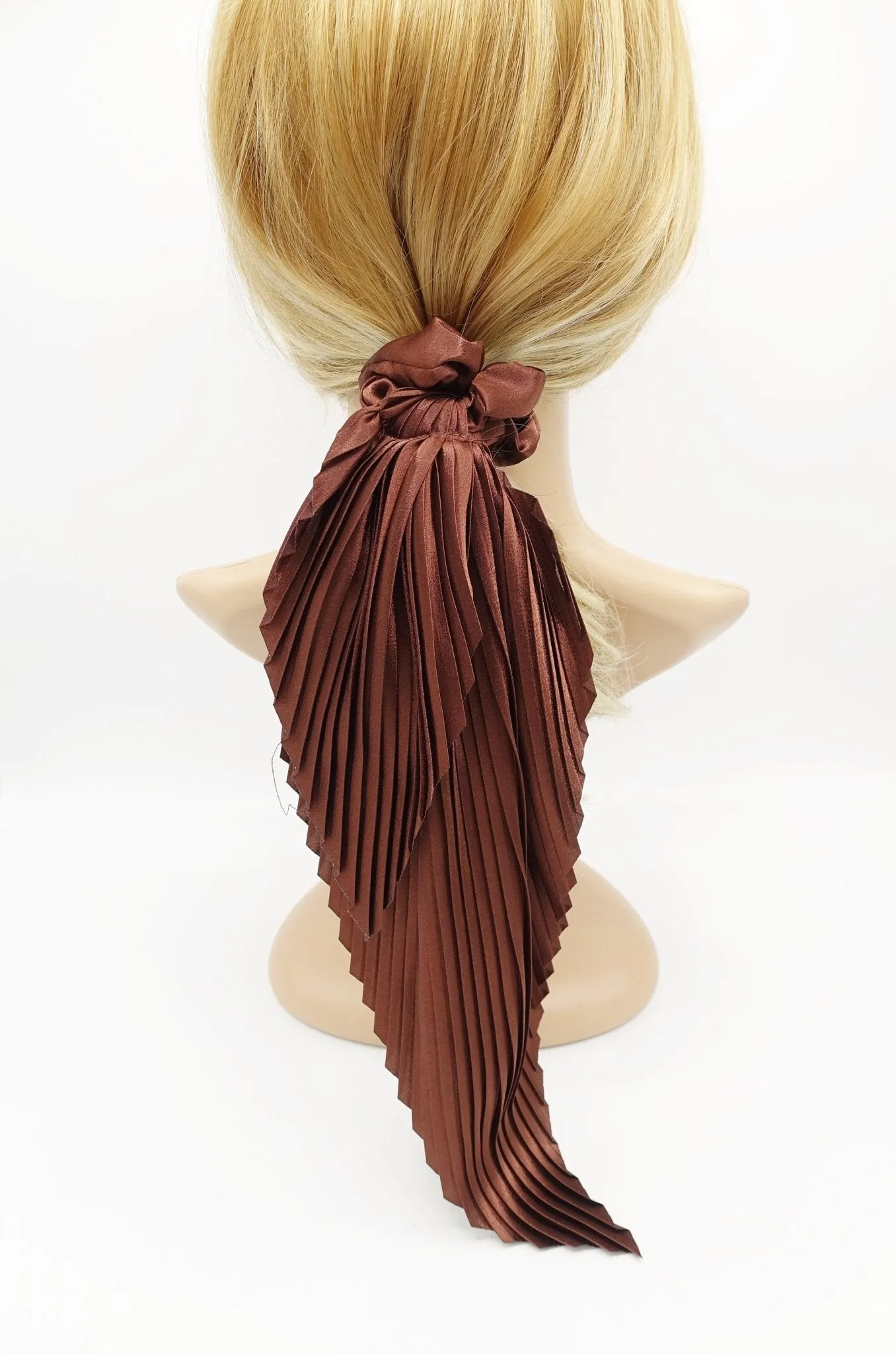 satin long tail scrunchies pleated swallow tail hair scrunchy