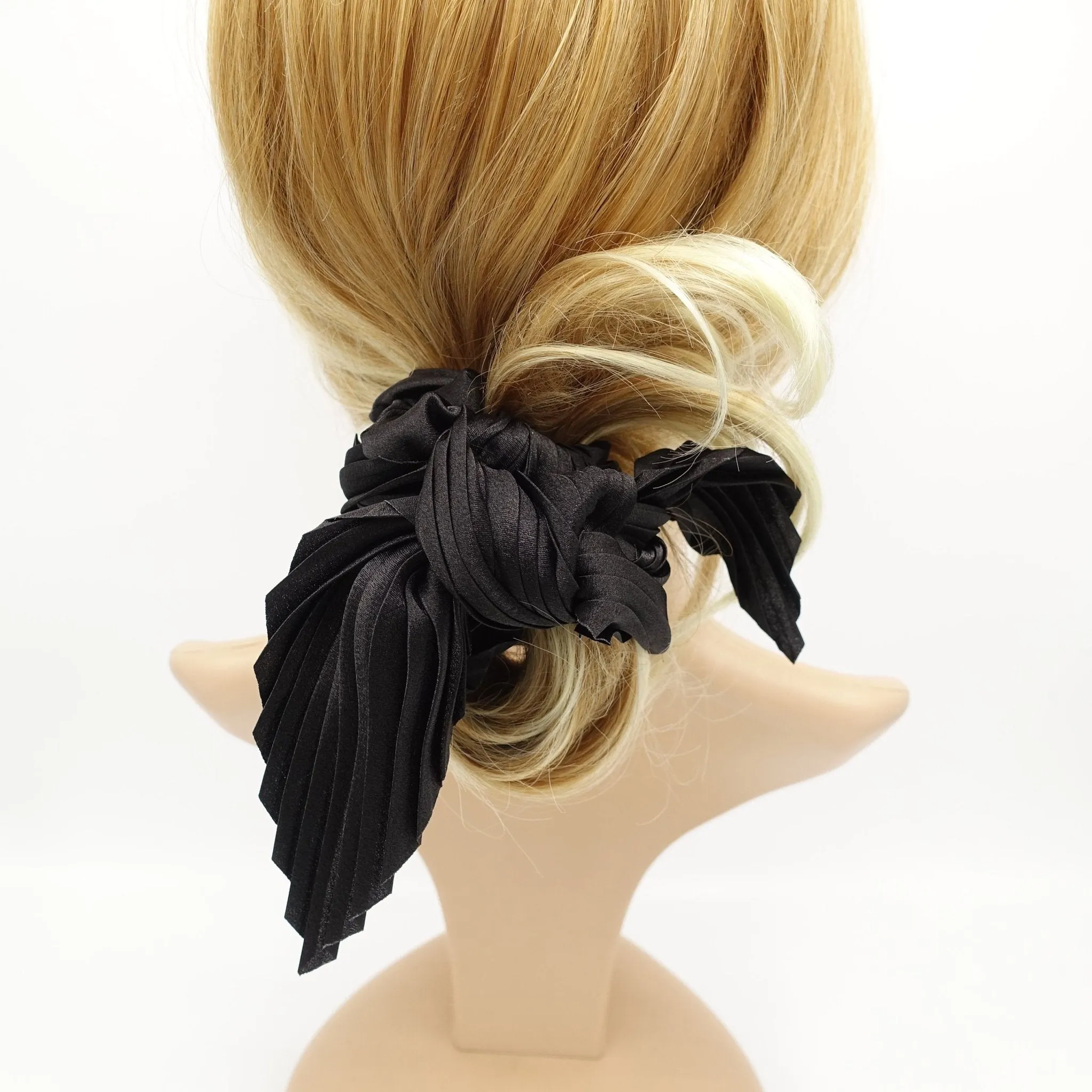 satin long tail scrunchies pleated swallow tail hair scrunchy