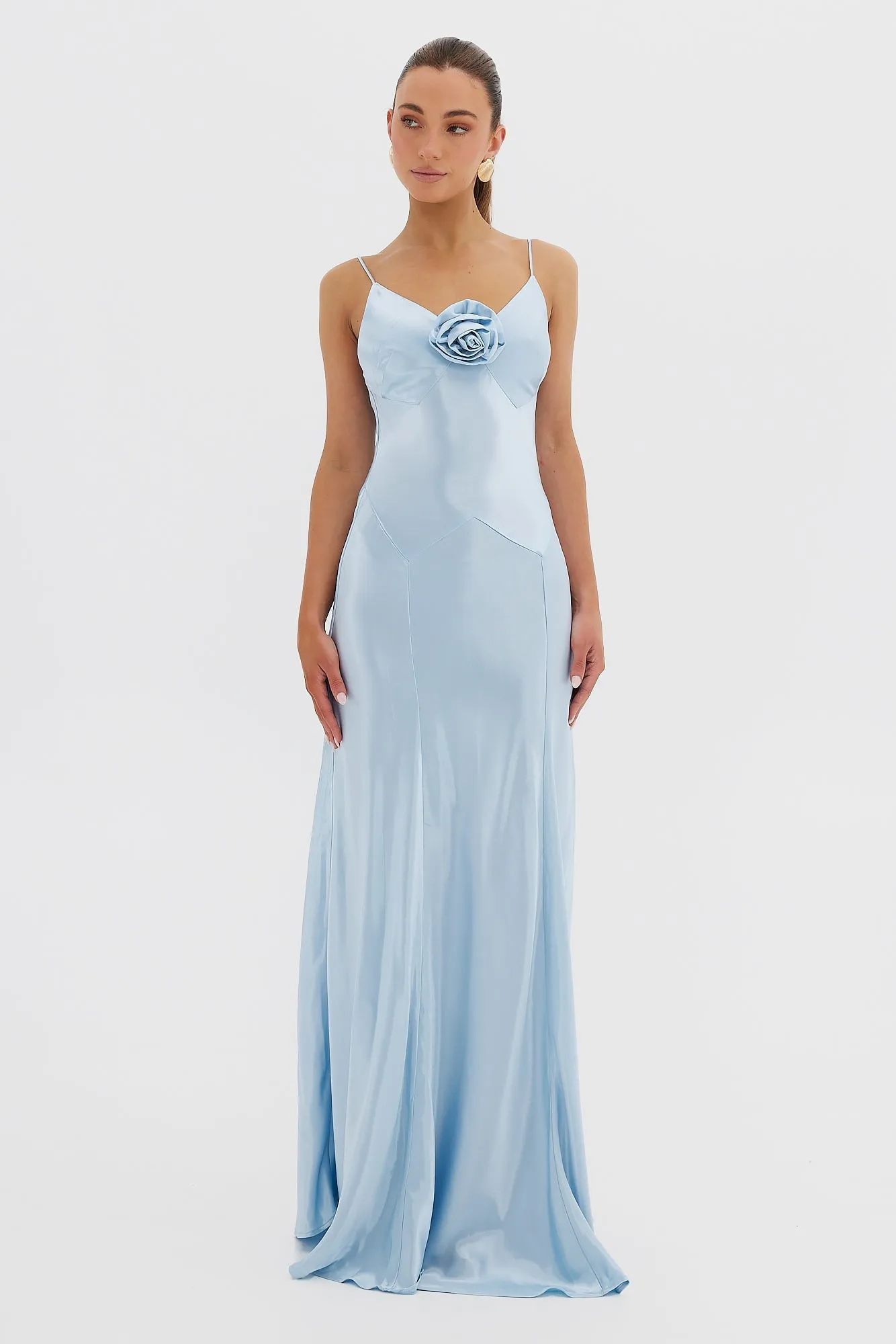 Savannah Rosette Gown - Baby Blue