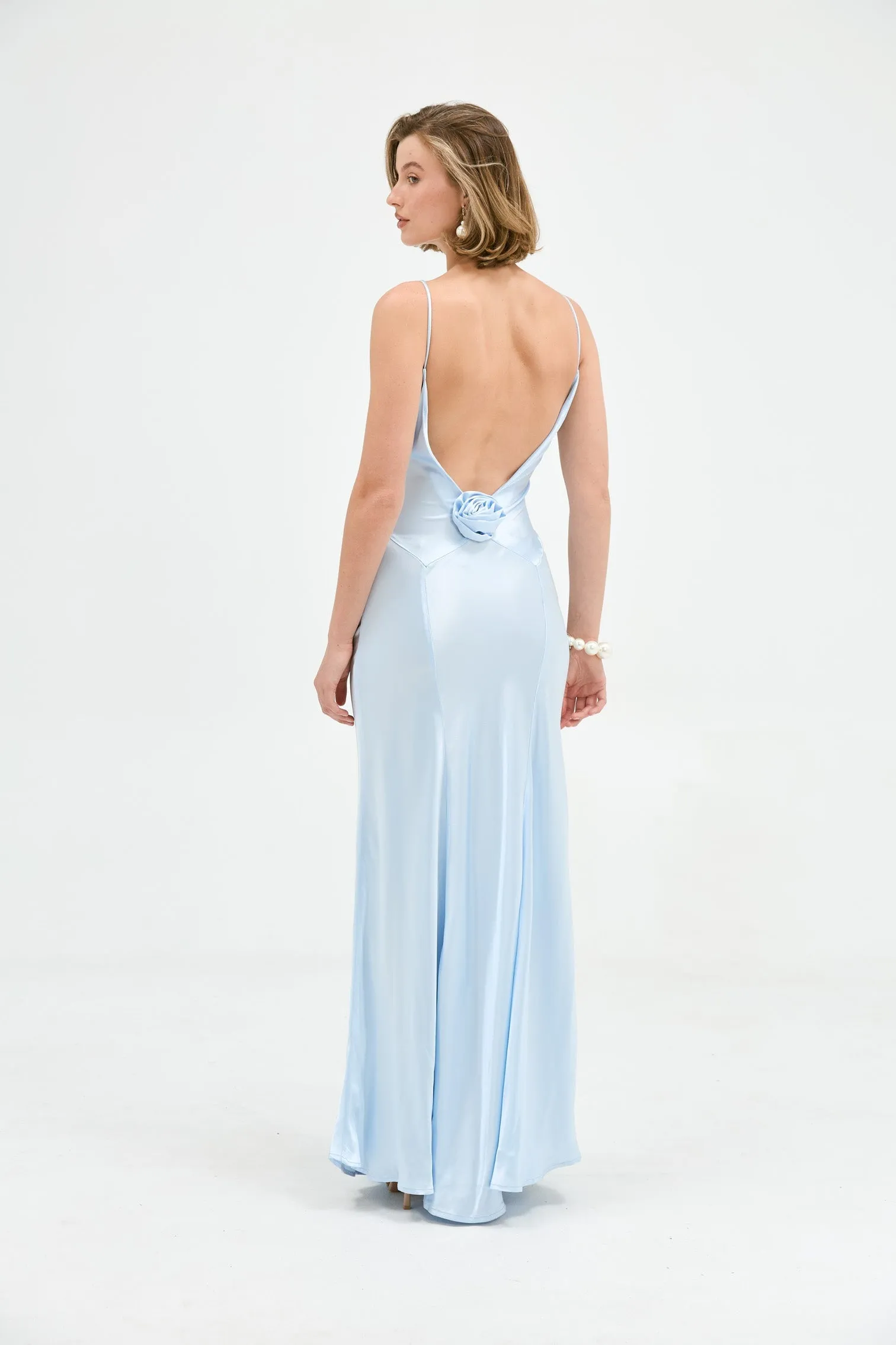 Savannah Rosette Gown - Baby Blue