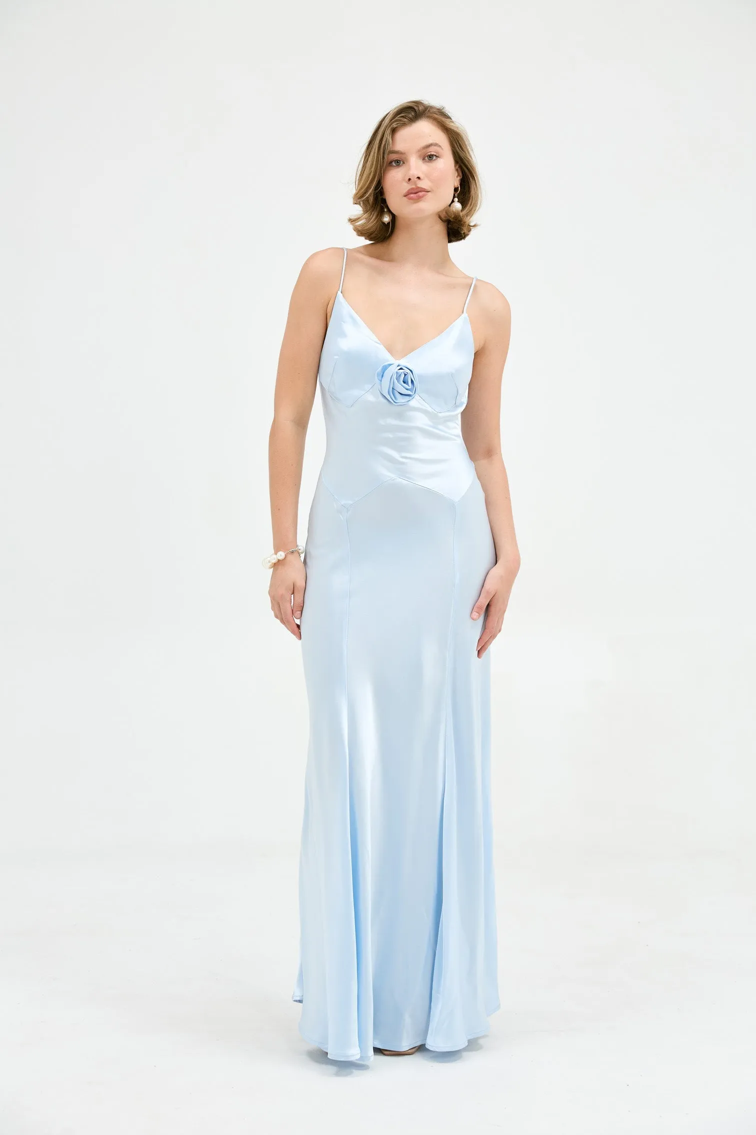 Savannah Rosette Gown - Baby Blue