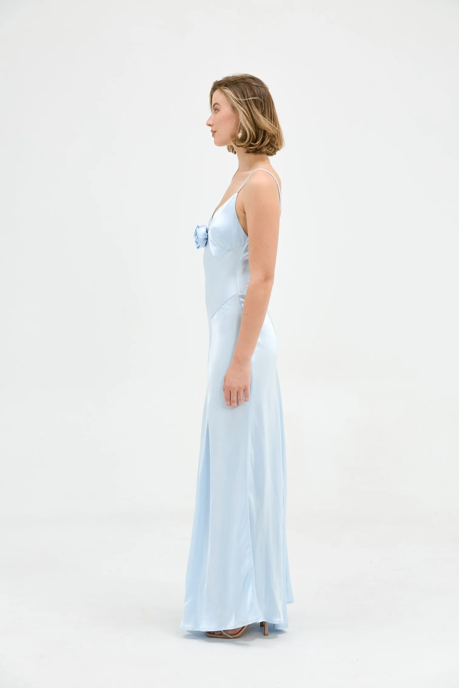 Savannah Rosette Gown - Baby Blue