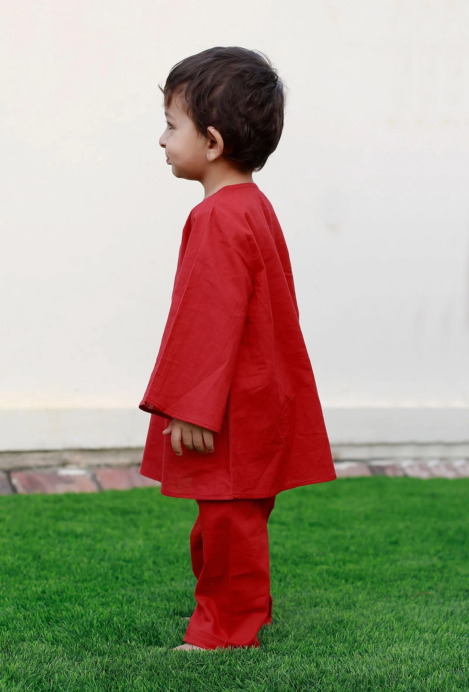 Set Of 2: Dennis Red Kurta And Red Pyjama