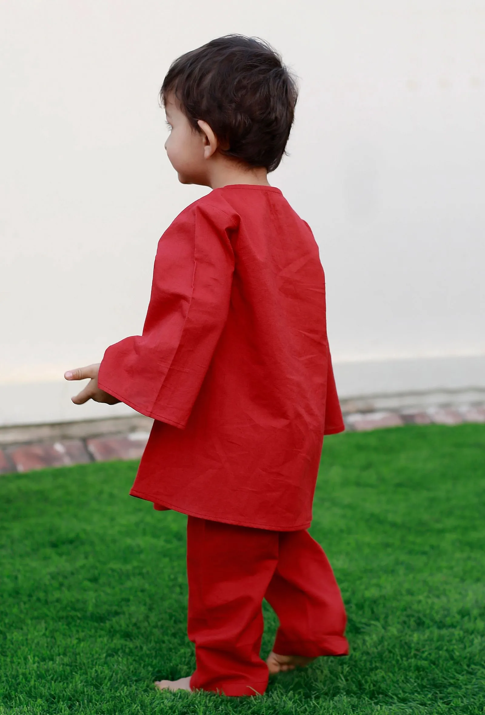 Set Of 2: Dennis Red Kurta And Red Pyjama