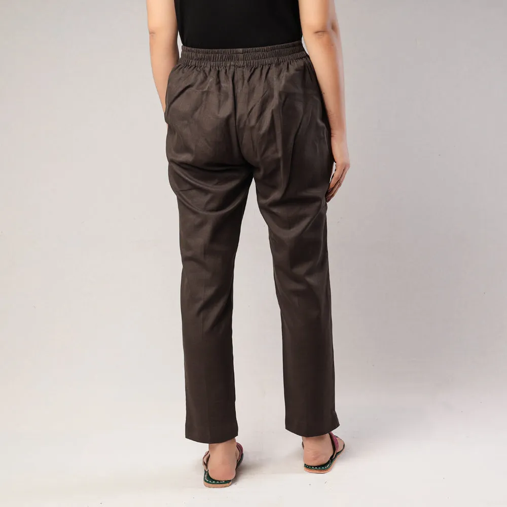 Shadow Grey - Cotton Tapered Casual Pant for Women