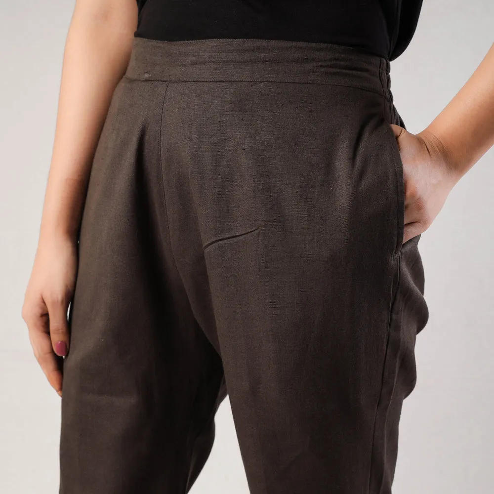 Shadow Grey - Cotton Tapered Casual Pant for Women